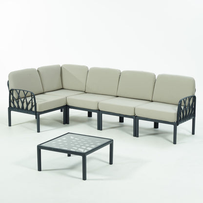 Novussi Garda Sofa Set ''L'' + Glass Center Table