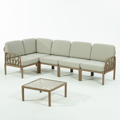 Novussi Garda Sofa Set ''L'' + Glass Center Table