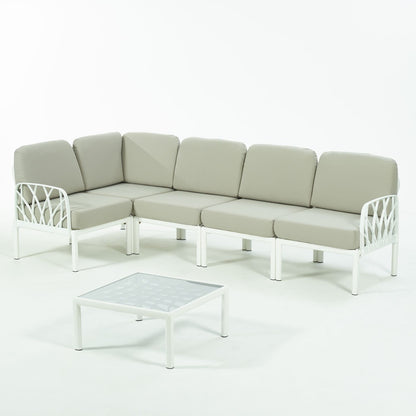 Novussi Garda Sofa Set ''L'' + Glass Center Table