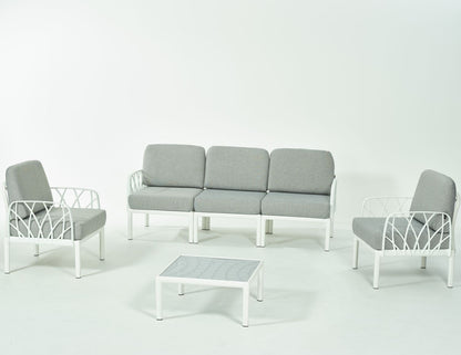 Novussi Garda Sofa Set 3 + 1 + 1 + Glass Center Table